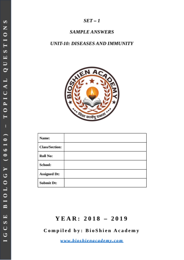 Unit-10: Diseases and Immunity – Complete Worksheet Pack (Set-1)