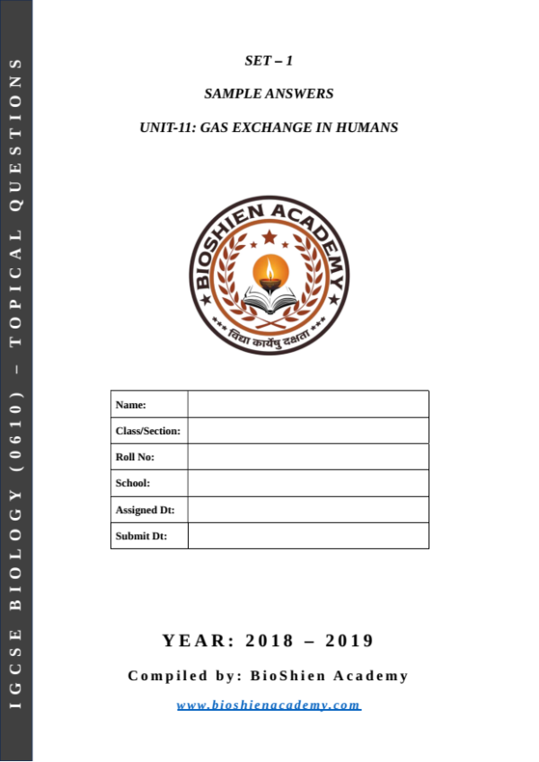 Unit-11: Gas Exchange in Humans – Complete Worksheet Pack (Set-1)
