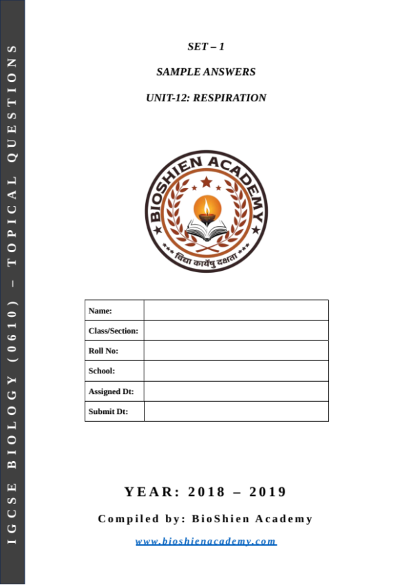 Unit-12: Respiration – Complete Worksheet Pack (Set-1)