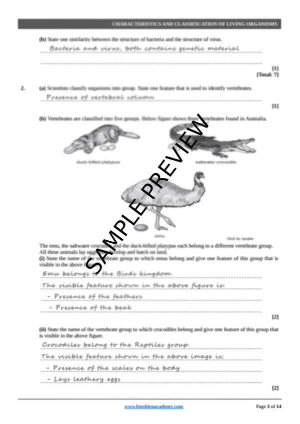 Unit-01: Characteristics & Classification of Living Organisms – Complete Worksheet Pack (Set-1)