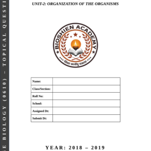 Unit-02: Organisation of the Organism – Complete Worksheet Pack (Set-1)