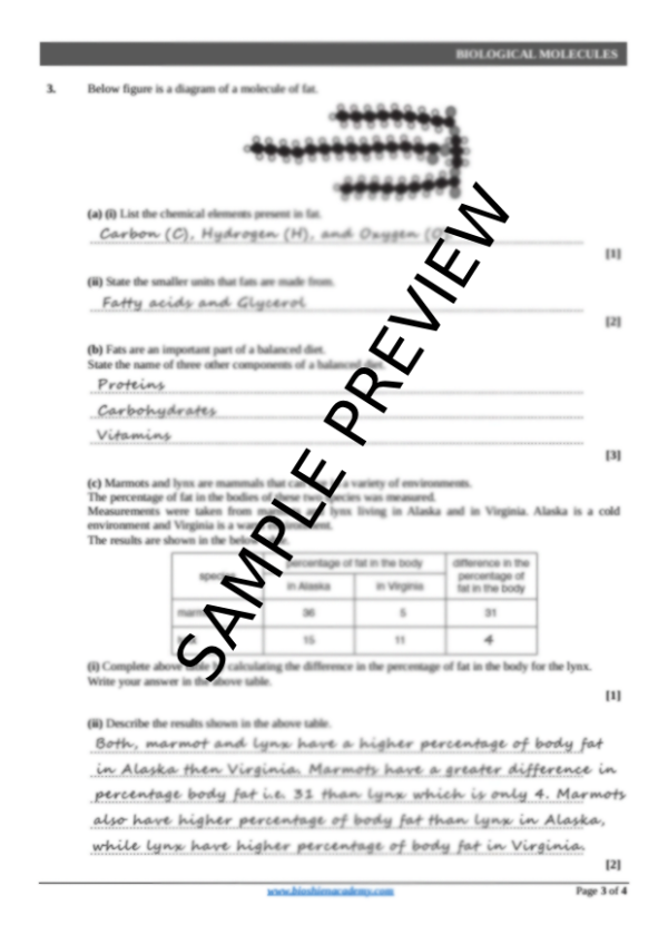 Unit-04: Biological Molecules – Complete Worksheet Pack (Set-1)
