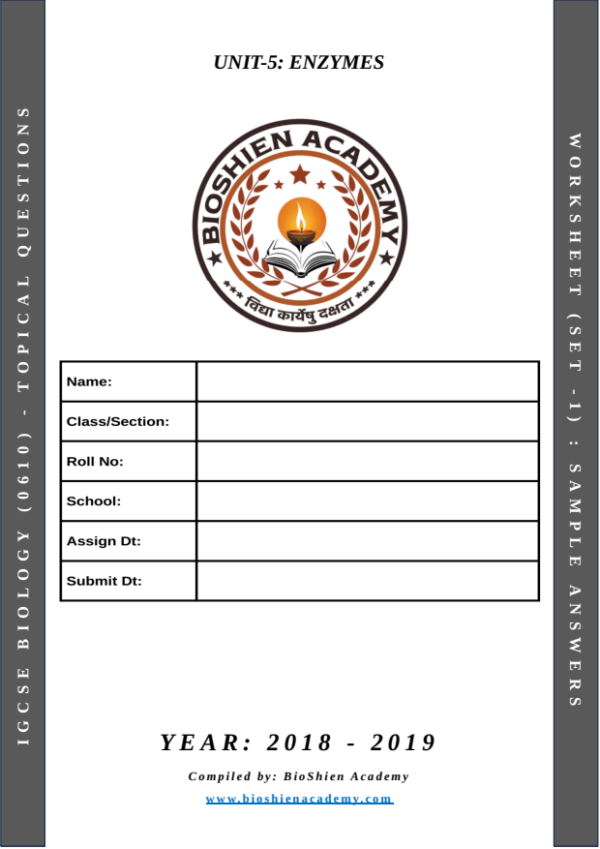Unit-05: Enzymes – Complete Worksheet Pack (Set-1)