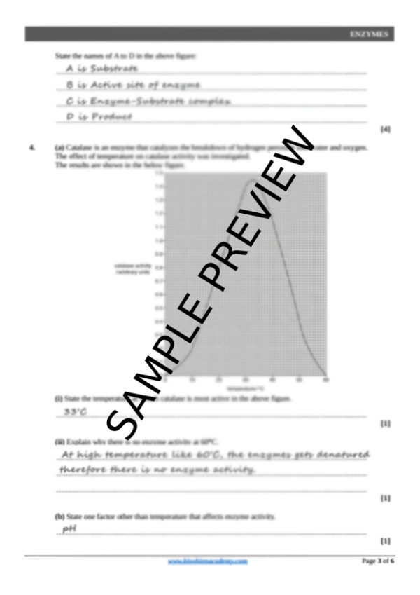 Unit-05: Enzymes – Complete Worksheet Pack (Set-1)