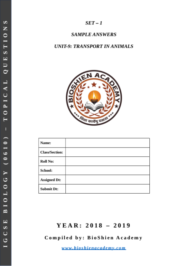 Unit-09: Transport in Animals – Complete Worksheet Pack (Set-1)
