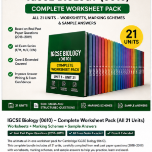 IGCSE Biology (0610) – Complete Worksheet Pack (All 21 Units) - Set-1