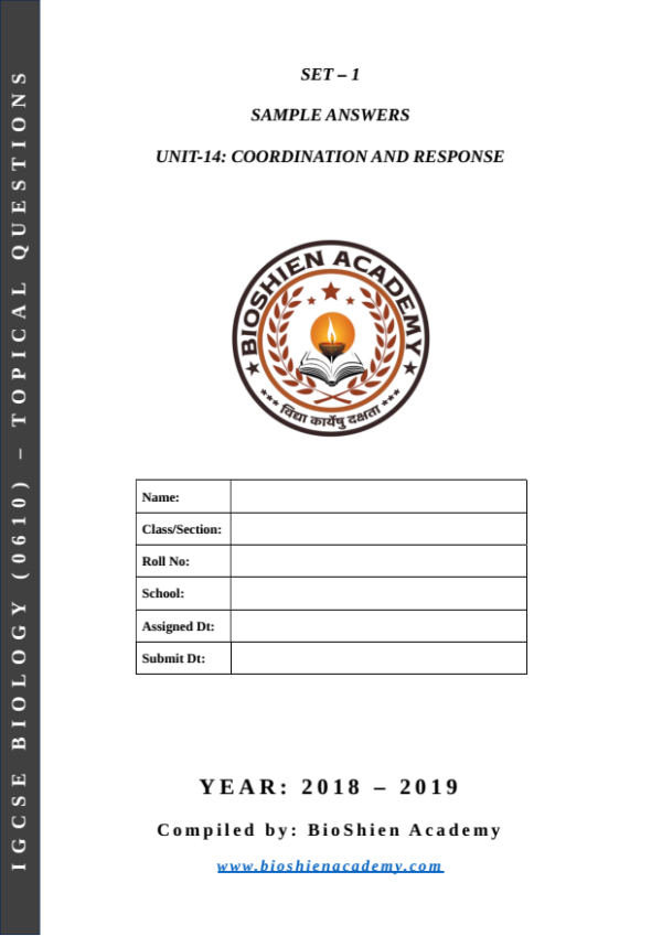 Unit-14: Coordination and Response – Complete Worksheet Pack (Set-1)