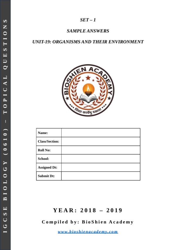 Unit-19: Organisms and Their Environment – Complete Worksheet Pack (Set-1)