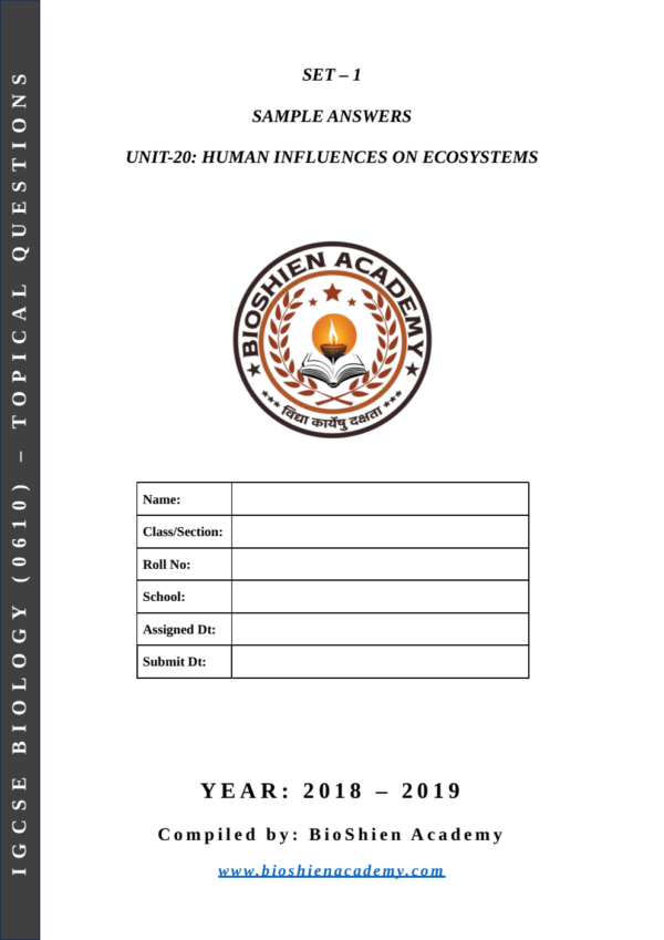 Unit-20: Human Influences on Ecosystems – Complete Worksheet Pack (Set-1)