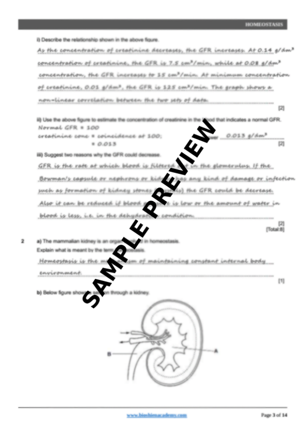 Unit-14: Homeostasis – Complete Worksheet Pack (Set-1)