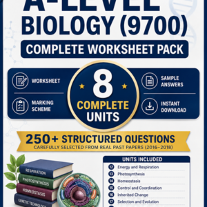 A-Level Biology (9700) – Complete Worksheet Pack (All 8 Units) - Set-1