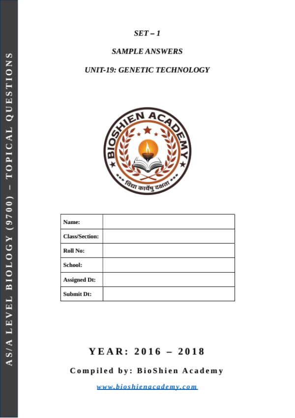 Unit-19: Genetic Technology – Complete Worksheet Pack (Set-1)